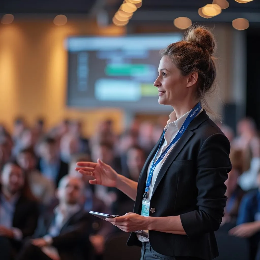 ConsultWise team member presenting insights at a conference