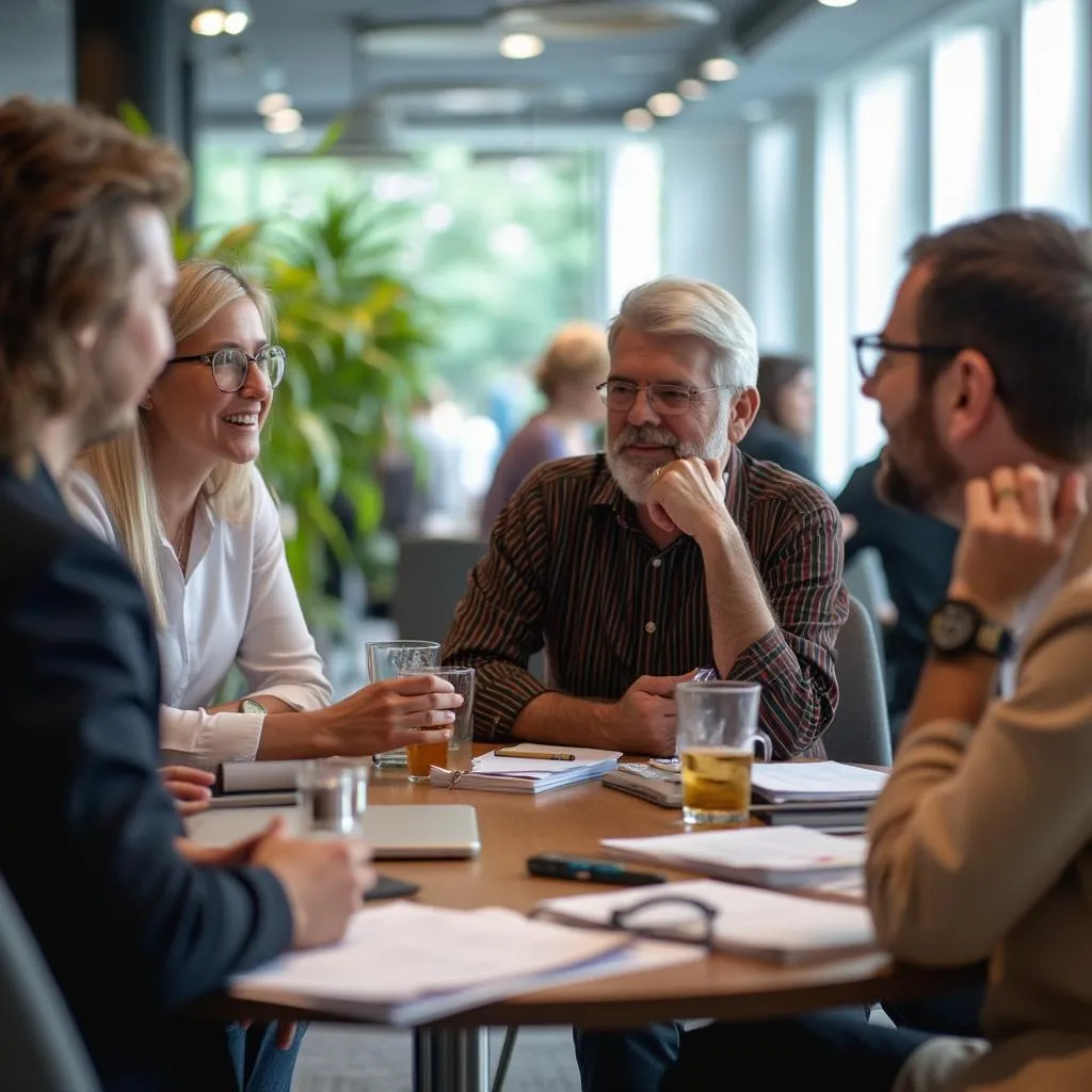 People networking and discussing during a workshop break